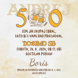 vabilo BEER PIVO 16x16cm