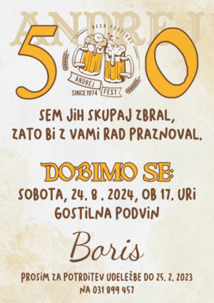 vabilo BEER PIVO A5
