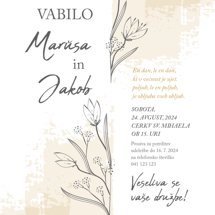 Vabilo Poročno Cvetje Vabilo Poročno Cvetje