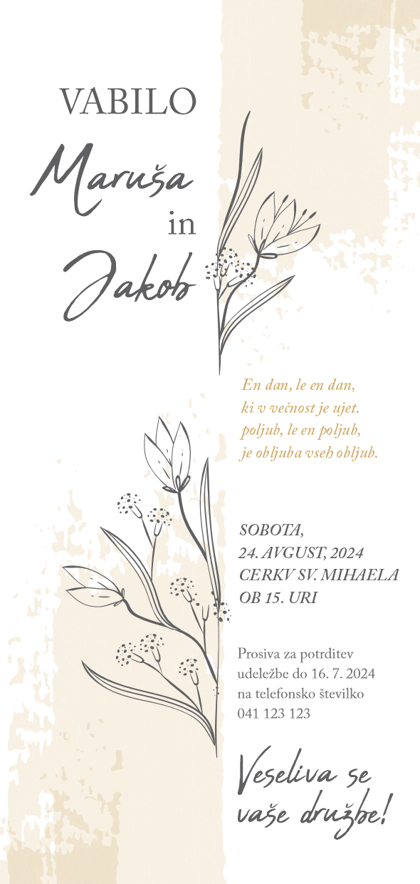 Vabilo Poročno Cvetje Vabilo Poročno Cvetje