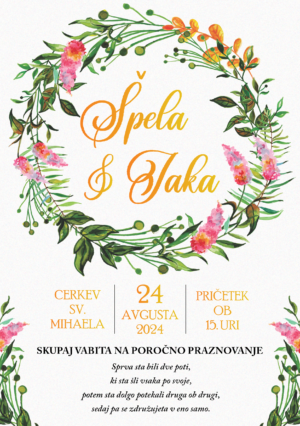 vabilo POROČNO VENEC A5