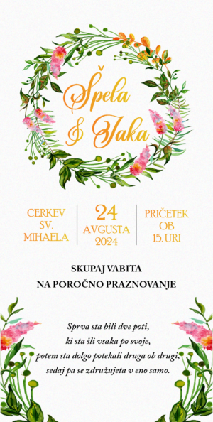 vabilo POROČNO VENEC amerikanka