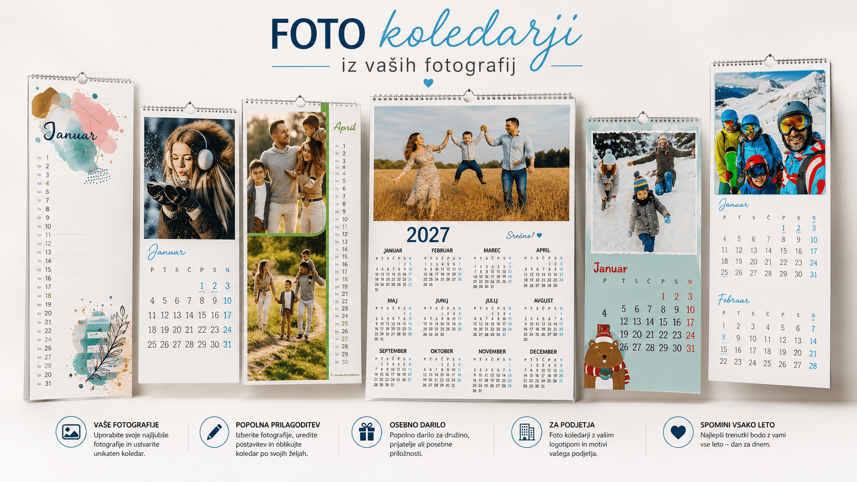 FOTO koledar iz lastnih fotografij – različni stenski foto koledarji