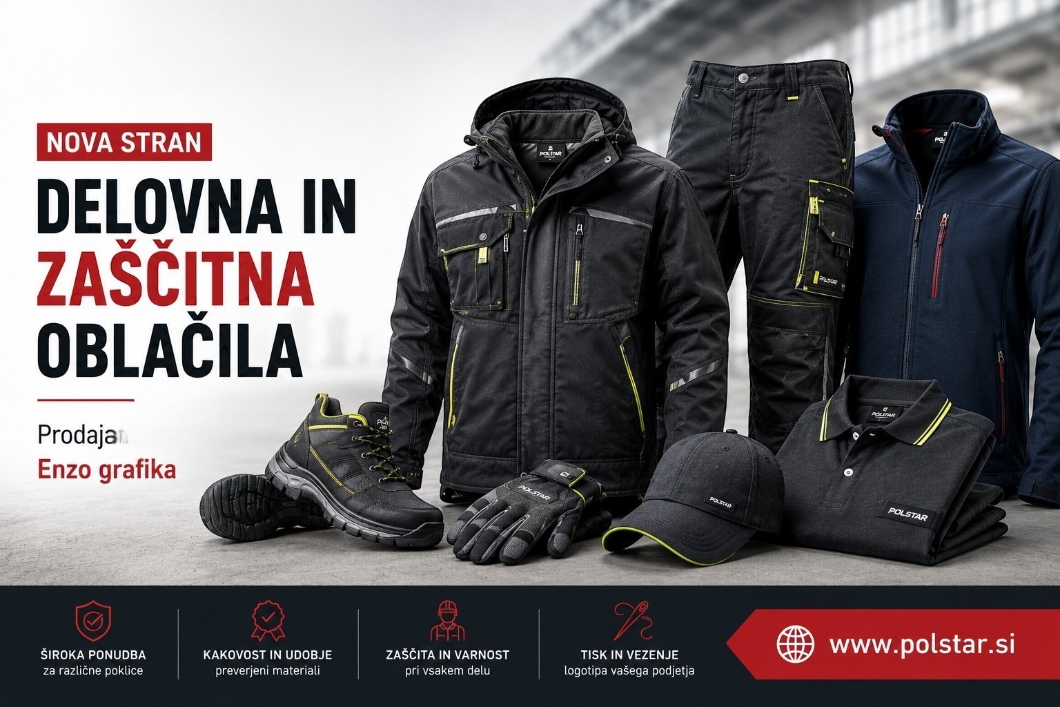 Polstar delovna in zaščitna oblačila – Enzo grafika, uvoznik